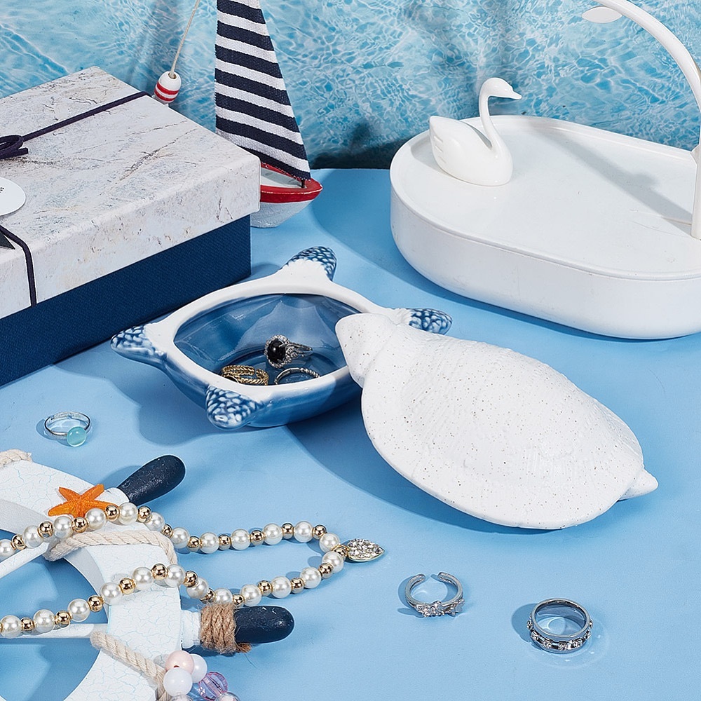 White and Blue Turtle Shaped Dish